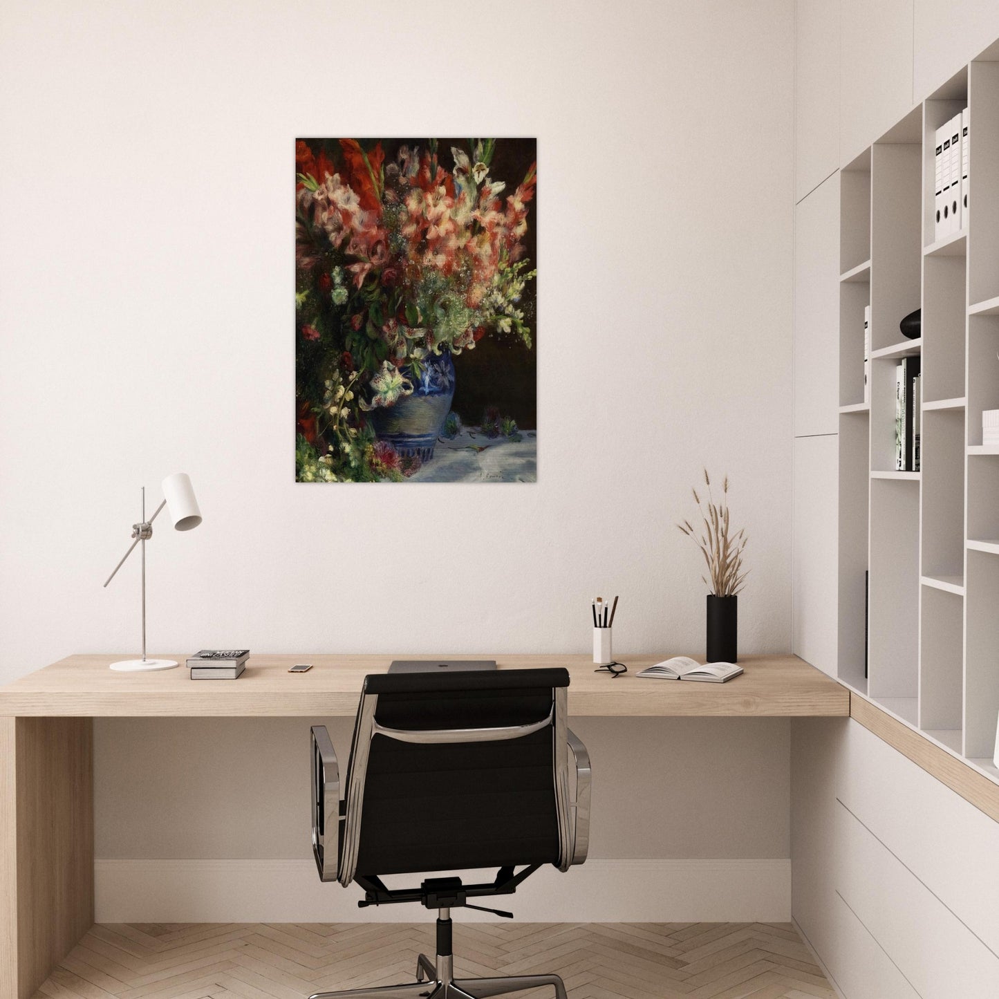 Gladiolas in a Vase - Pierre-Auguste Renoir Brushed Aluminum Print - 70x100 cm / 28x40 inches | Pierre-Auguste Renoir Aluminum Print | Pierre-Auguste Renoir Prints