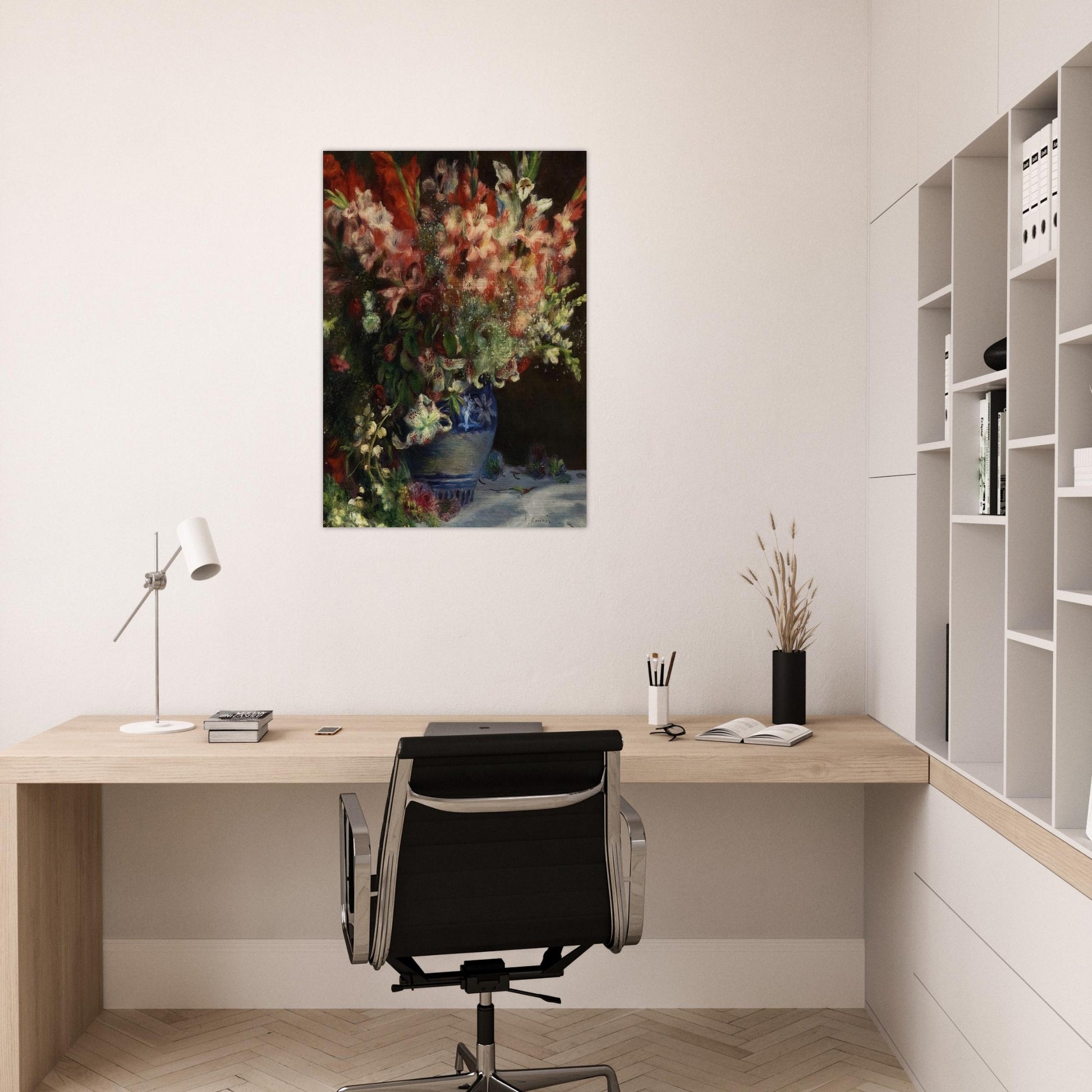 Gladiolas in a Vase - Pierre-Auguste Renoir Brushed Aluminum Print - 70x100 cm / 28x40 inches | Pierre-Auguste Renoir Aluminum Print | Pierre-Auguste Renoir Prints