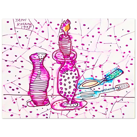 Yayoi Kusama - STILL LIFE OF CANDLESTICK 1978 Fine Art Poster - 13x18 cm / 5x7 inches