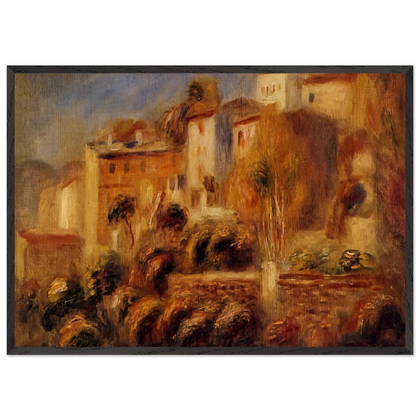 Houses at Cagnes - Pierre-Auguste Renoir Framed Art Print – Black Wooden Frame - Default Title - -Framed Art Print