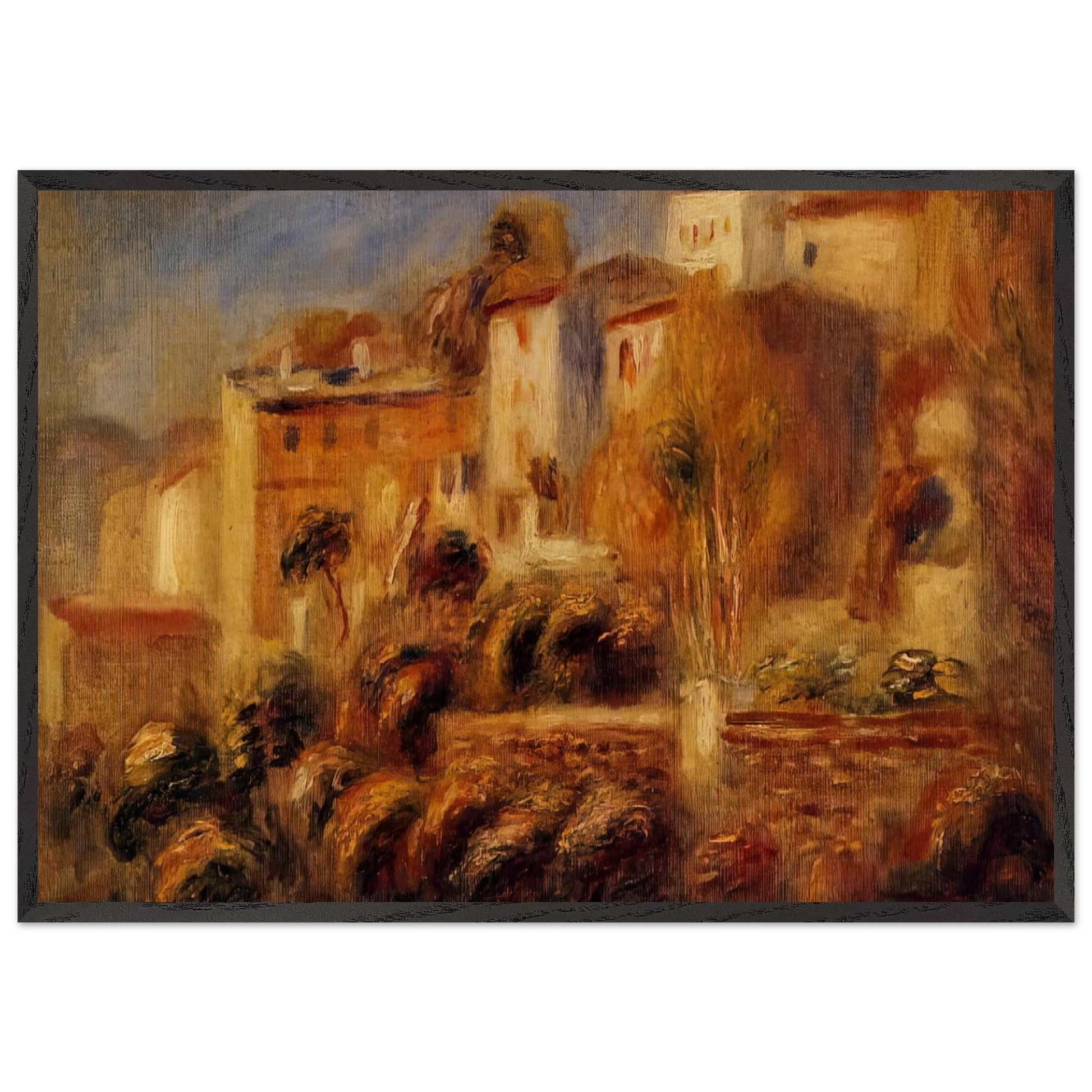 Houses at Cagnes - Pierre-Auguste Renoir Framed Art Print – Black Wooden Frame - Default Title - -Framed Art Print