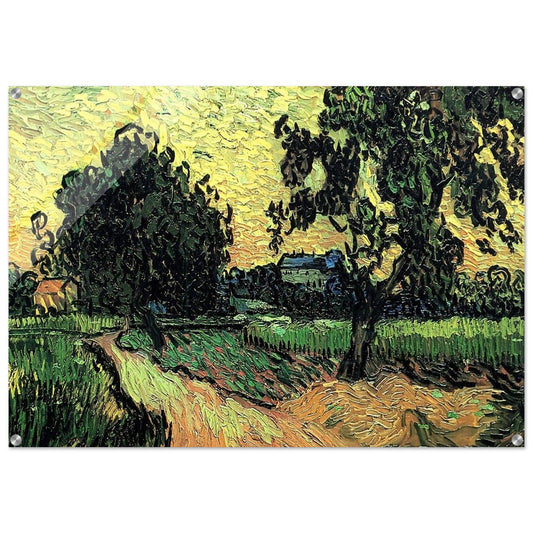 Landscape with the Chateau of Auvers at Sunset - Vincent van Gogh Acrylic Print - 70x100 cm / 28x40″ inches
