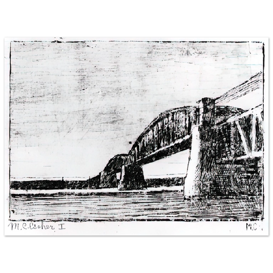 MC Escher - RAILWAY BRIDGE OOSTERBEEK Wall Art - 21x29.7 cm / 8x12" - Fine Art Poster - -