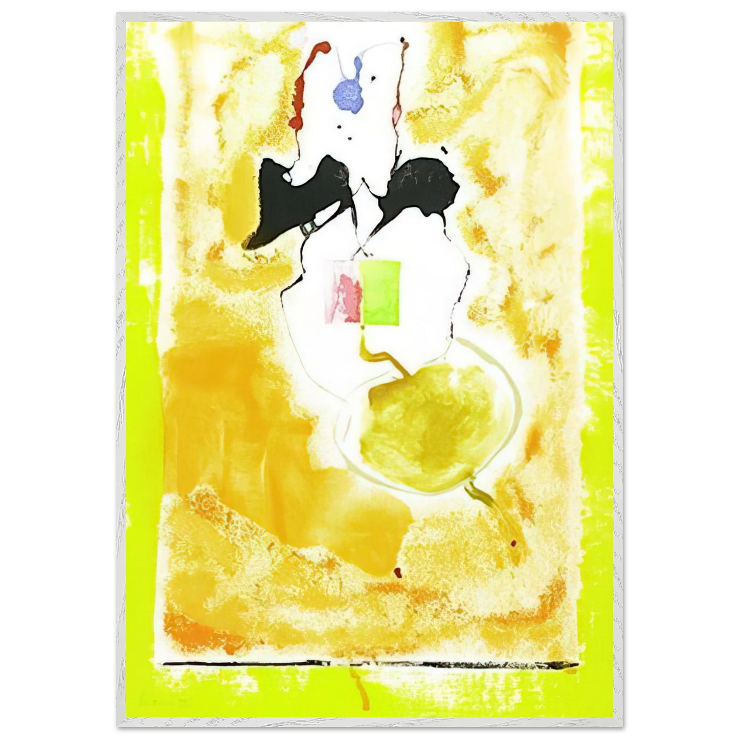 Helen Frankenthaler - Solar Imp - 2001 Wall art - 28x43  cm / XL (11x17 inches) - Premium Wooden Framed Poster With Fine Art Paper - White frame