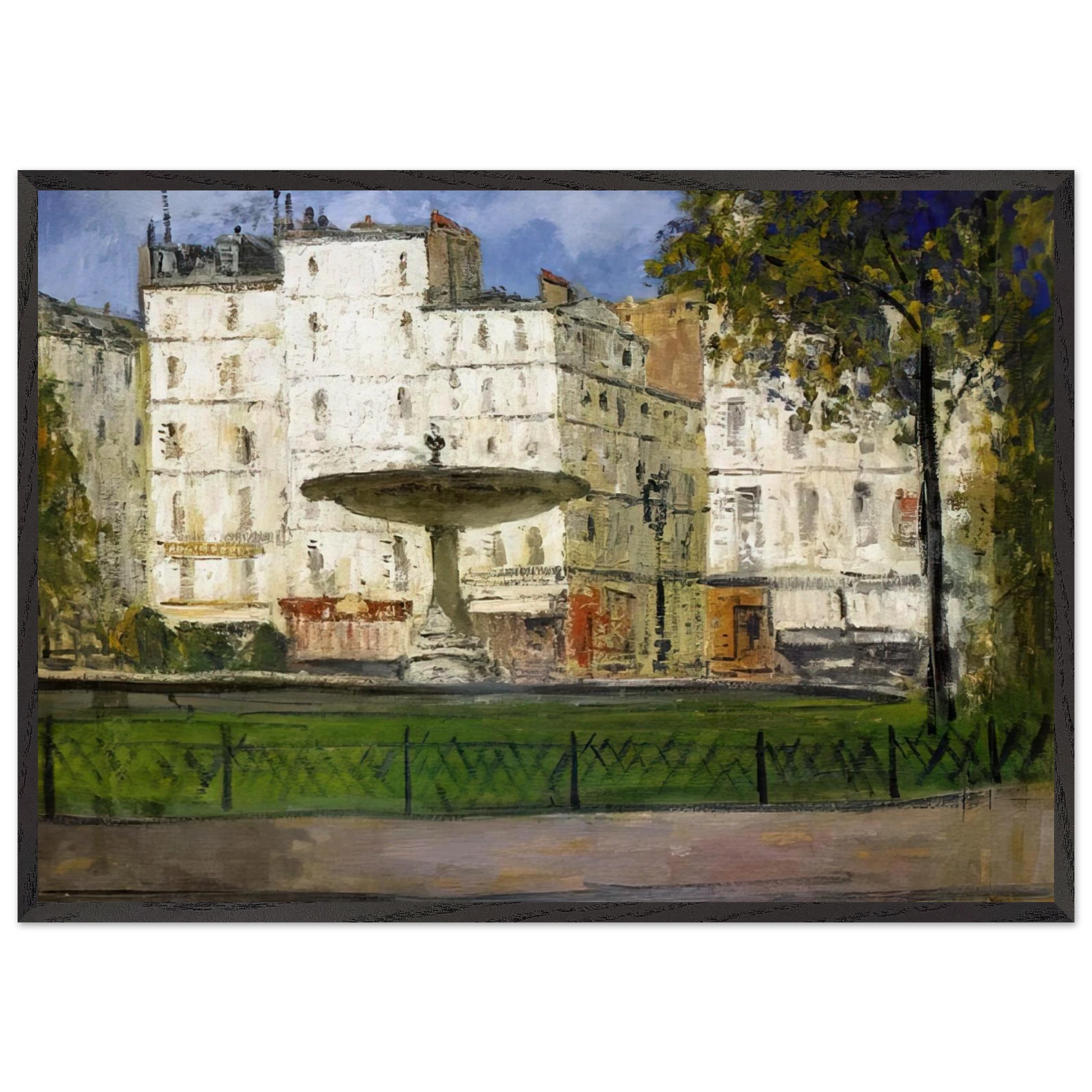 PLACE PIGALLE - Maurice Utrillo 70x100 cm / 28x40 inches Framed Art Print – Black Wooden Frame