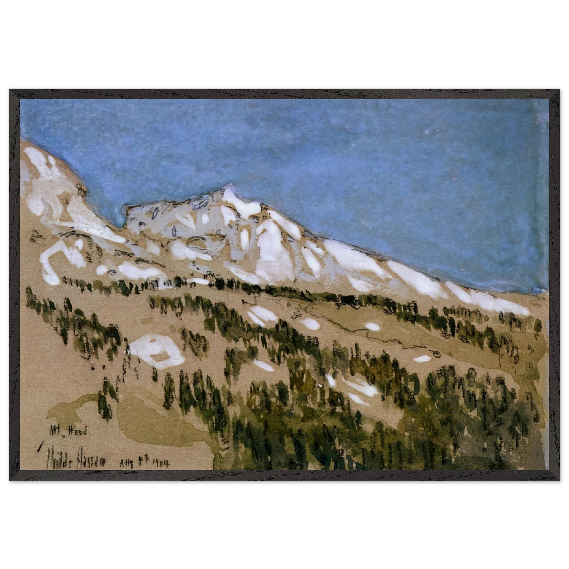 Mt Hood Oregon - Childe Hassam Framed Art Print – Black Wooden Frame - Default Title - -Framed Art Print