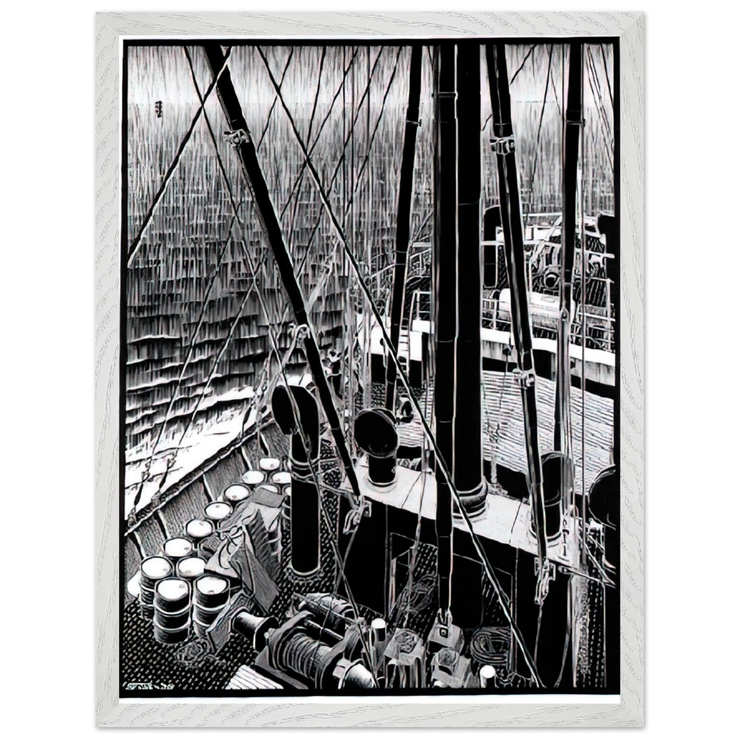 MC Escher - FREIGHTER SEPTEMBER 1936 1936 Wall Art - 30x40 cm / 12x16 inches - Premium Wooden Framed Poster With Fine Art Paper - White frame