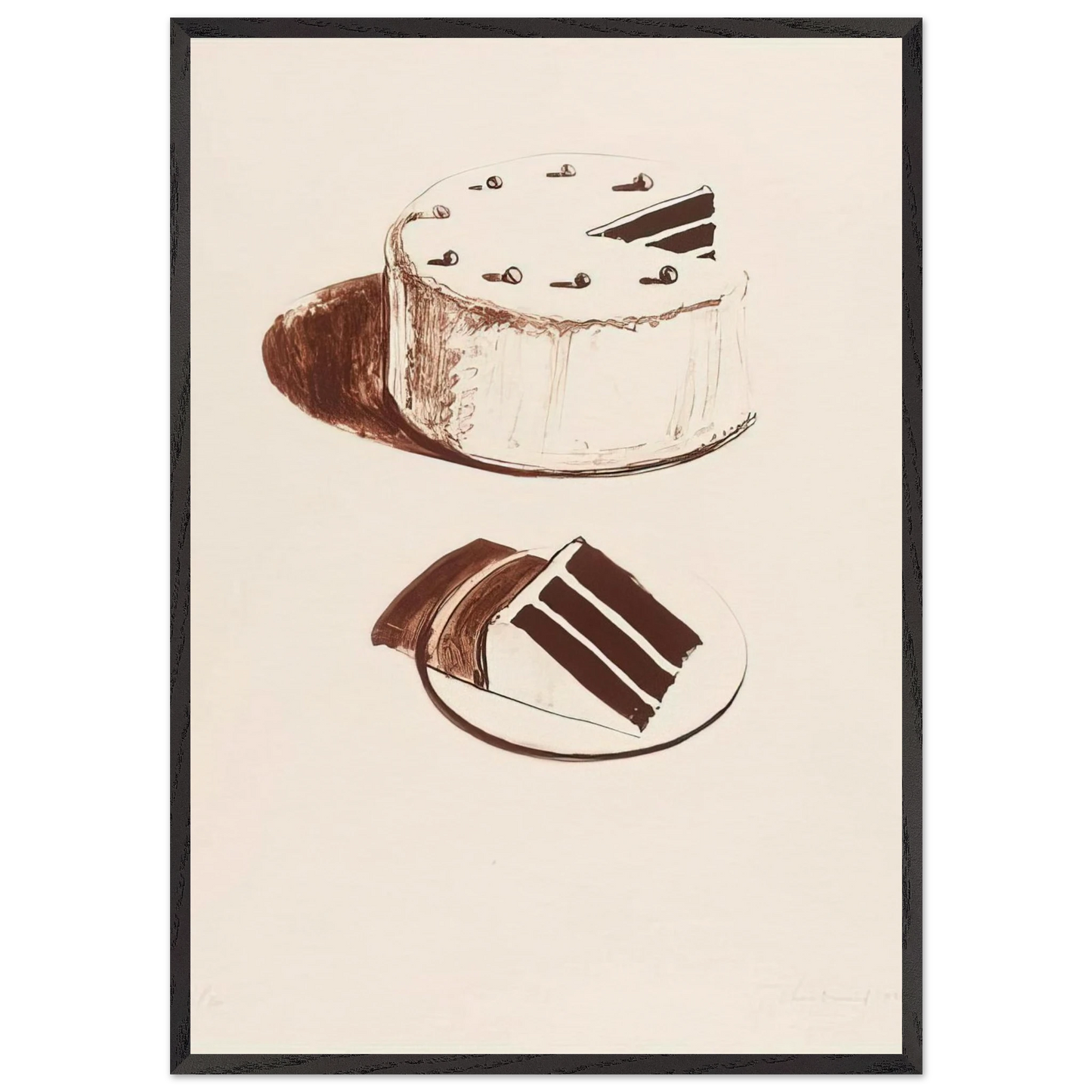 Chocolate Cake - 1971 - Wayne Thiebaud Framed Art Print – Black Wooden Frame - Default Title - -Framed Art Print