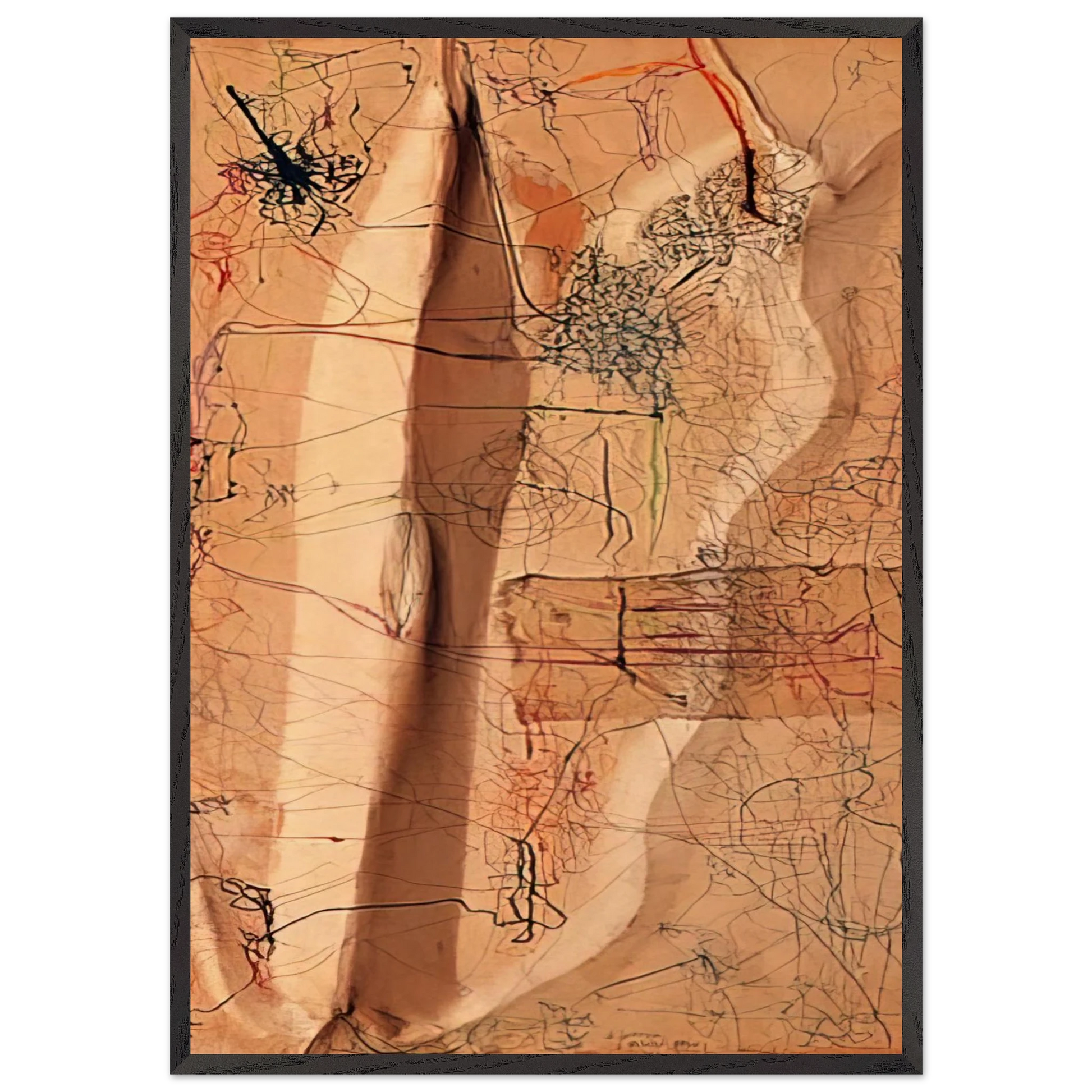 Untitled - 1964 N9 - Mira Schendel Framed Art Print – Black Wooden Frame - Default Title - -Framed Art Print