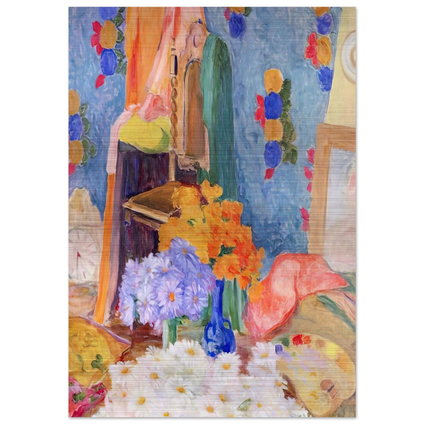 Mario De Andrade's Daisies - Tarsila do Amaral Brushed Aluminum Print - 70x100 cm / 28x40 inches | Tarsila do Amaral Aluminum Print | Tarsila do Amaral Prints