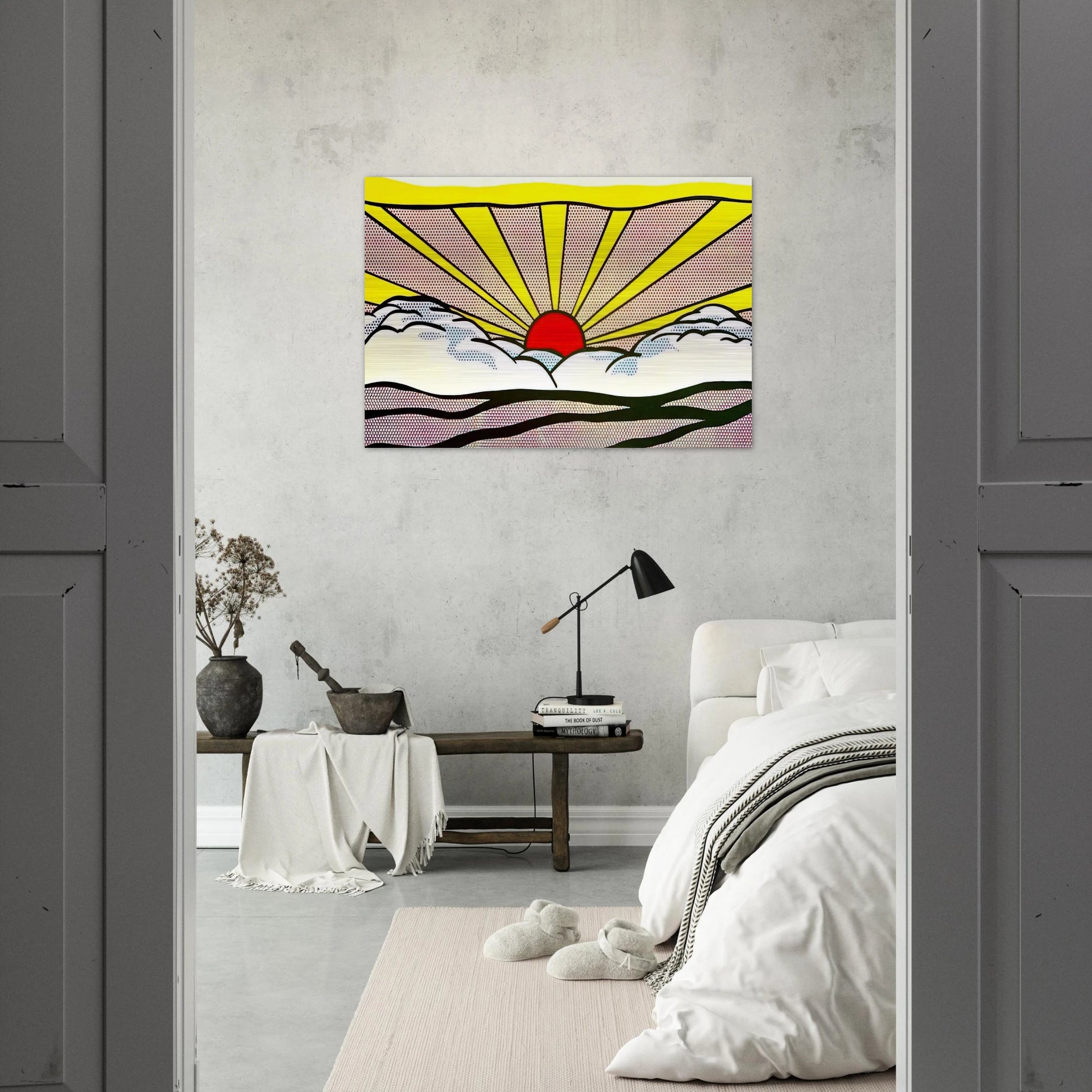 SUNRISE 1965 - Roy Lichtenstein Brushed Aluminum Print - 70x100 cm / 28x40 inches | Roy Lichtenstein Aluminum Print | Roy Lichtenstein Prints