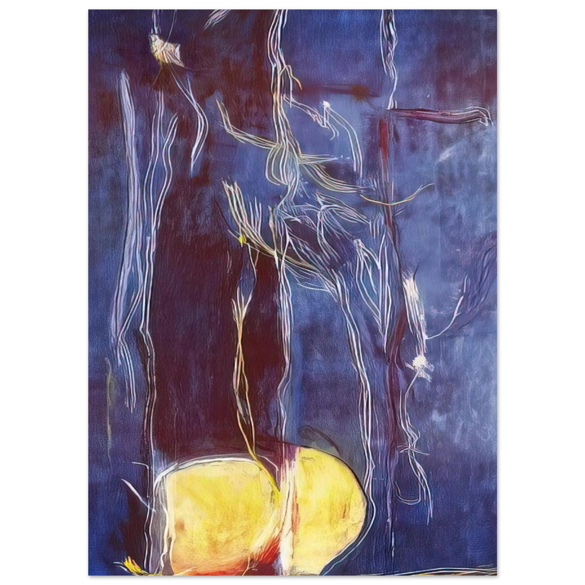 Helen Frankenthaler - All About Blue - 1994 Wall art - 15x20 cm / 6x8 inches - Premium Wooden Framed Poster With Fine Art Paper - White frame