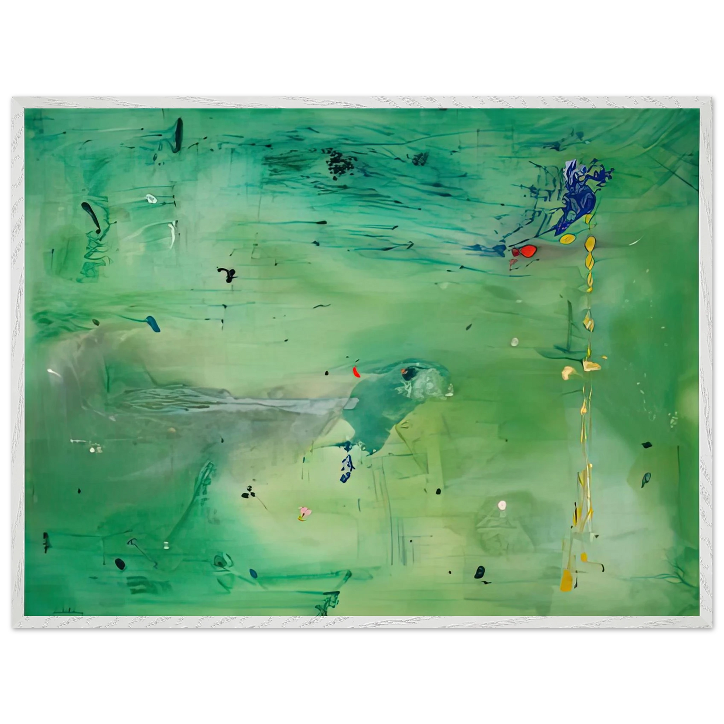 Helen Frankenthaler - A Green Thought in a Green Shade, 1981- Wall Art - 21x29.7 cm / 8x12" - Premium Wooden Framed Poster With Fine Art Paper - Black frame