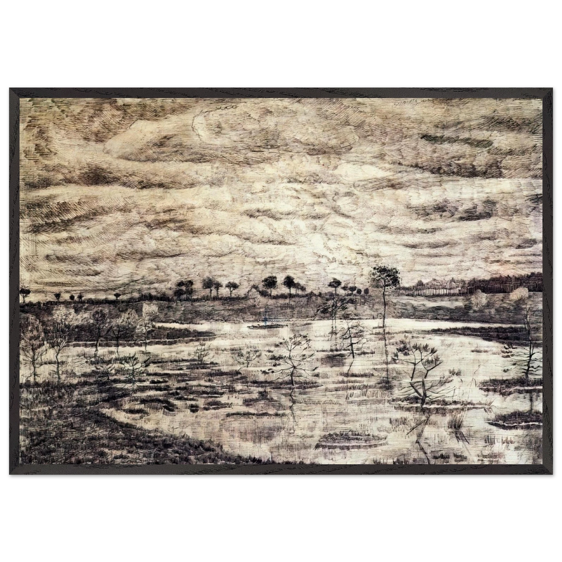 A Marsh - Vincent van Gogh Framed Art Print – Black Wooden Frame - Default Title - -Framed Art Print