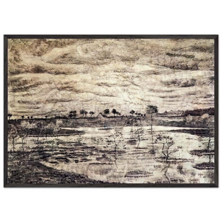 A Marsh - Vincent van Gogh 70x100 cm / 28x40 inches Framed Art Print – Black Wooden Frame