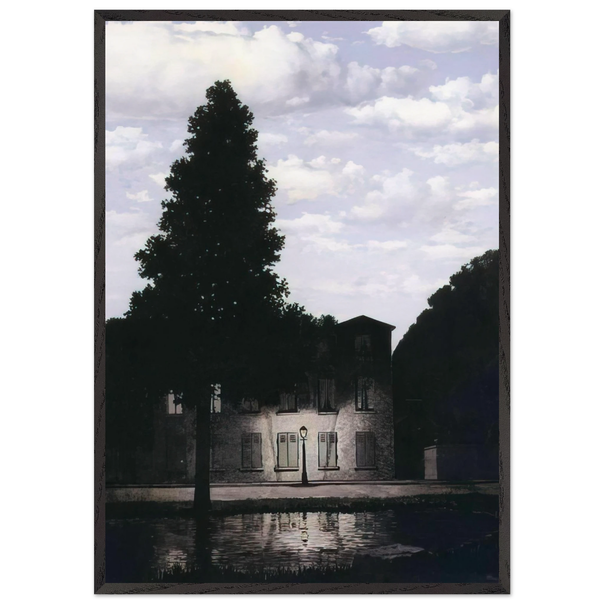 THE EMPIRE OF LIGHTS 1954 - Rene Magritte Framed Art Print – Black Wooden Frame - Default Title - -Framed Art Print