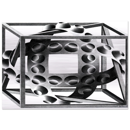 CUBE WITH MAGIC RIBBONS - MC Escher Brushed Aluminum Print - 70x100 cm / 28x40 inches | MC Escher Aluminum Print | MC Escher Prints