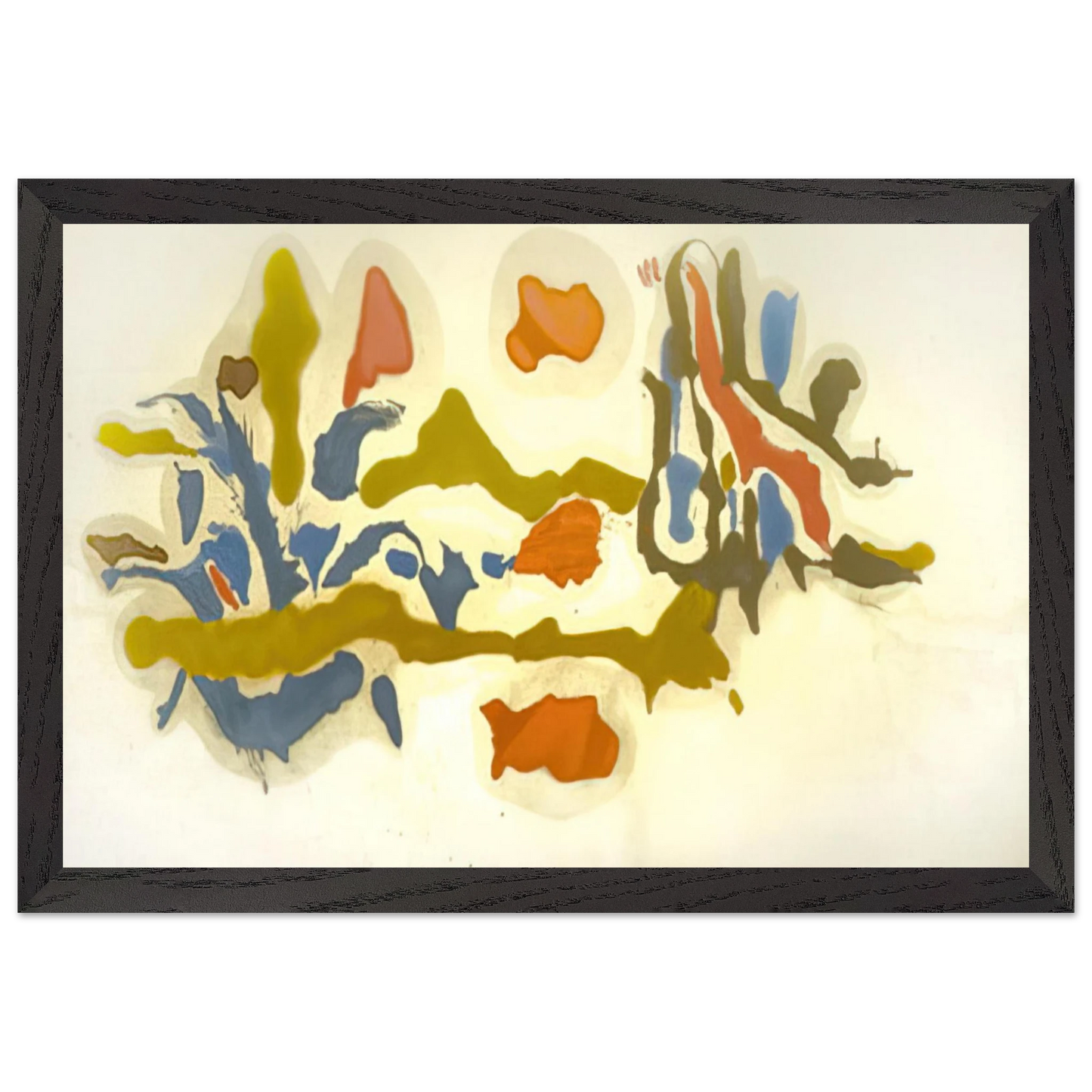 Helen Frankenthaler - Seascape with Dunes - 1962 Wall art - 15x20 cm / 6x8 inches - Premium Wooden Framed Poster With Fine Art Paper - White frame