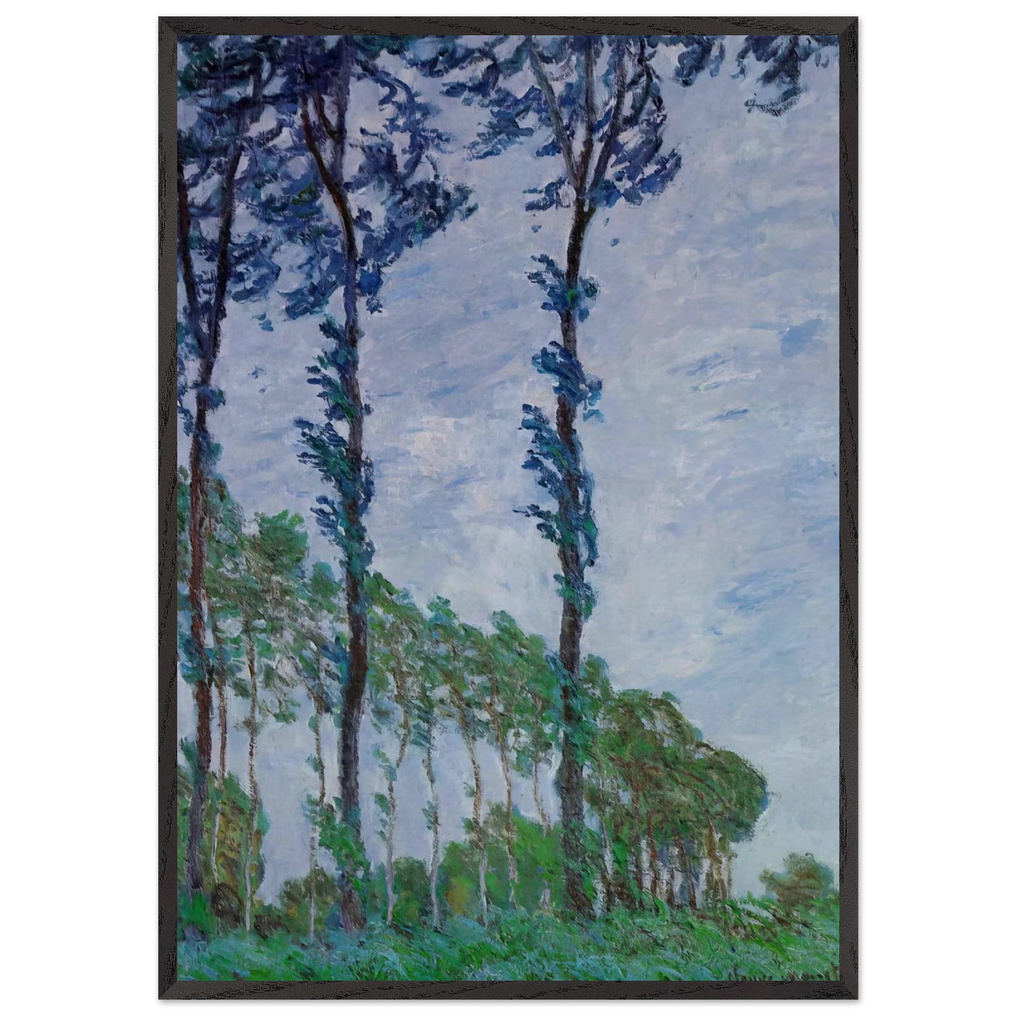 Poplars Wind Effect - claude monet Framed Art Print – Black Wooden Frame - Default Title - -Framed Art Print