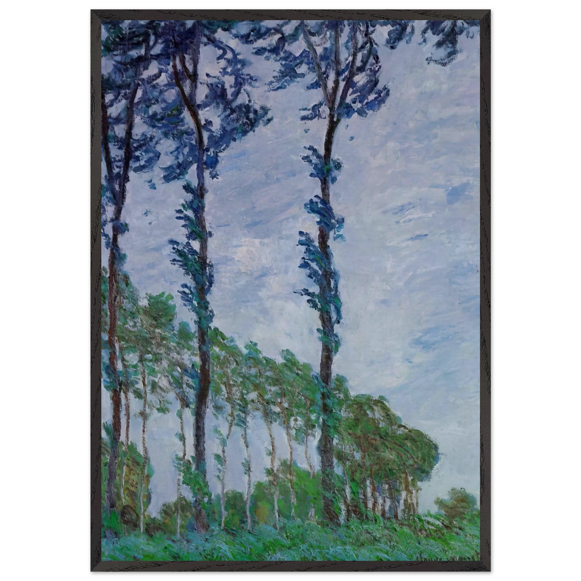 Poplars Wind Effect - claude monet Framed Art Print – Black Wooden Frame - Default Title - -Framed Art Print