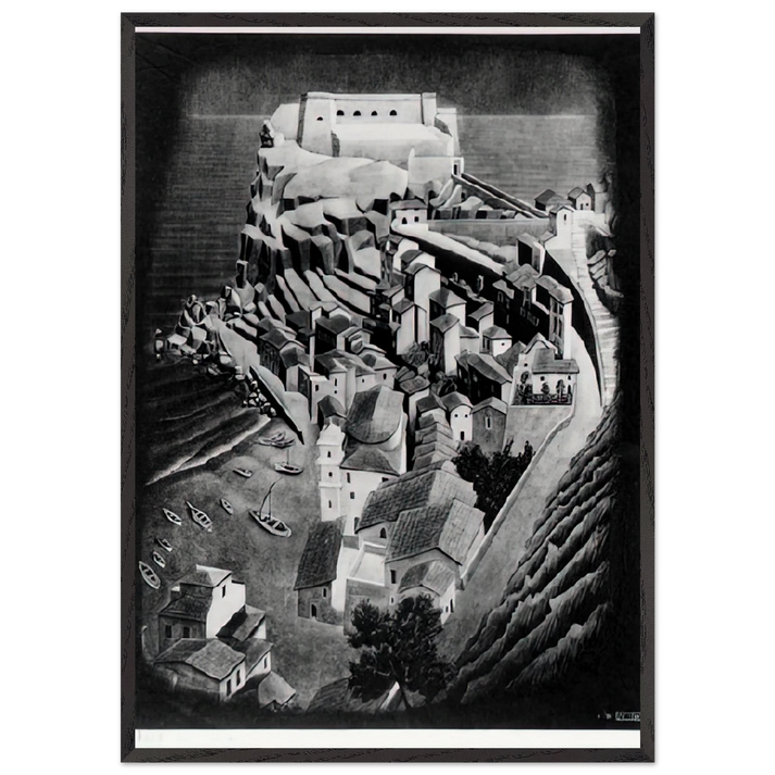 SCILLA CALABRIA JANUARY 1931 1931 - MC Escher 70x100 cm / 28x40 inches Framed Art Print – Black Wooden Frame | Maurits Cornelis Escher Prints