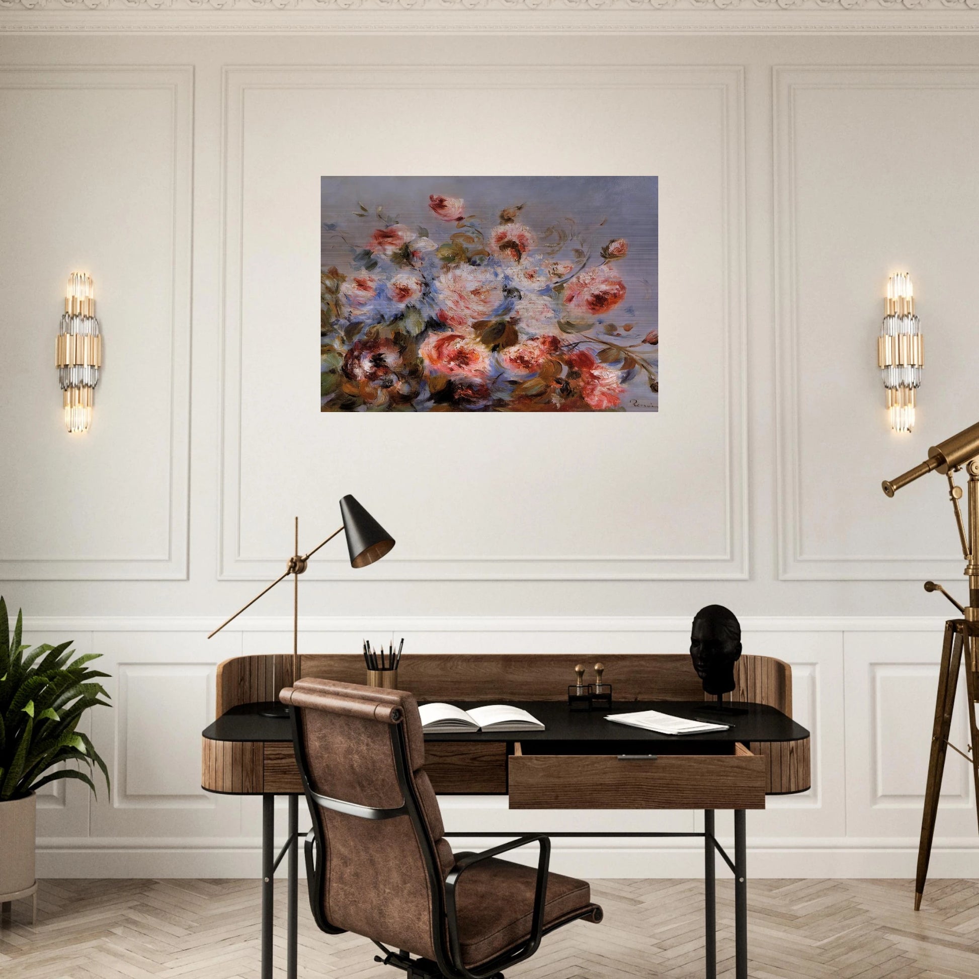 Roses from Wargemont - Pierre-Auguste Renoir Brushed Aluminum Print - 70x100 cm / 28x40 inches | Pierre-Auguste Renoir Aluminum Print | Pierre-Auguste Renoir Prints