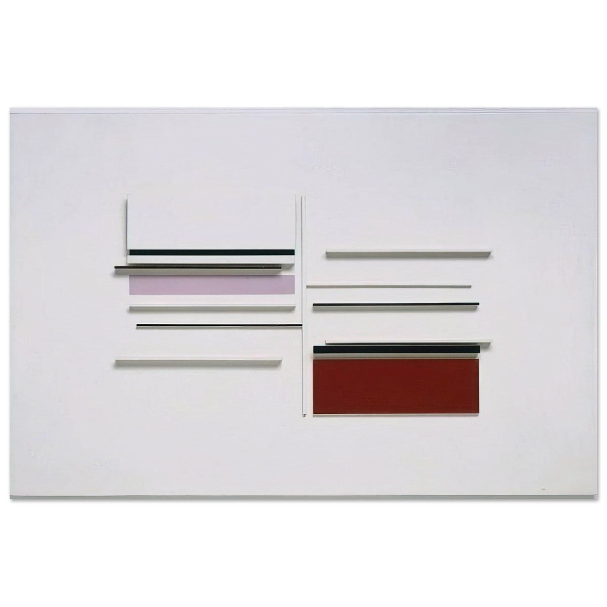 Abstract in White, Black, Indian and Lilac - 1957 - Victor Pasmore Art Prints - 100x150 cm / 40x60″ inches | Victor Pasmore Poster | Victor Pasmore Prints