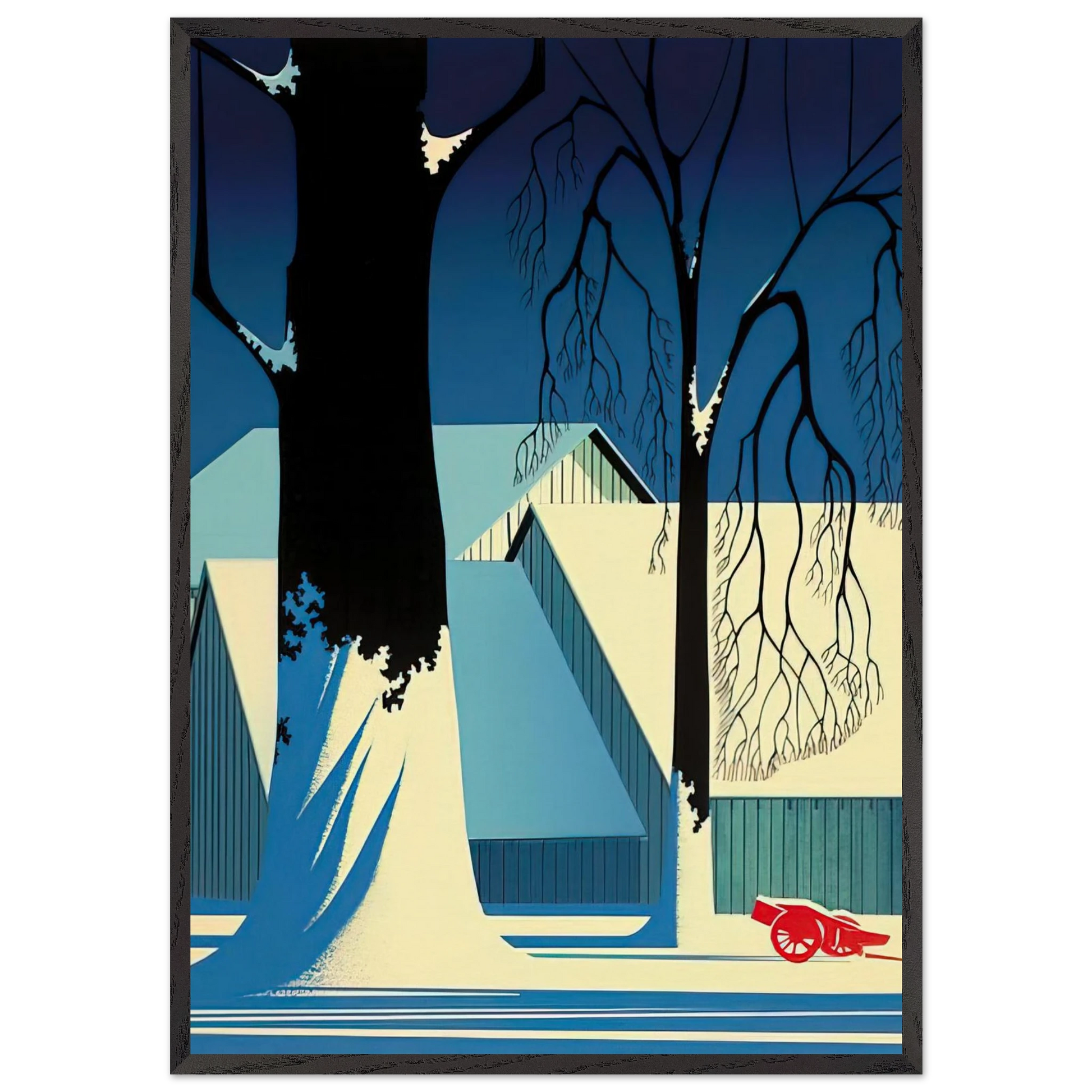 Turquoise - Eyvind Earle Framed Art Print – Black Wooden Frame - Default Title - -Framed Art Print
