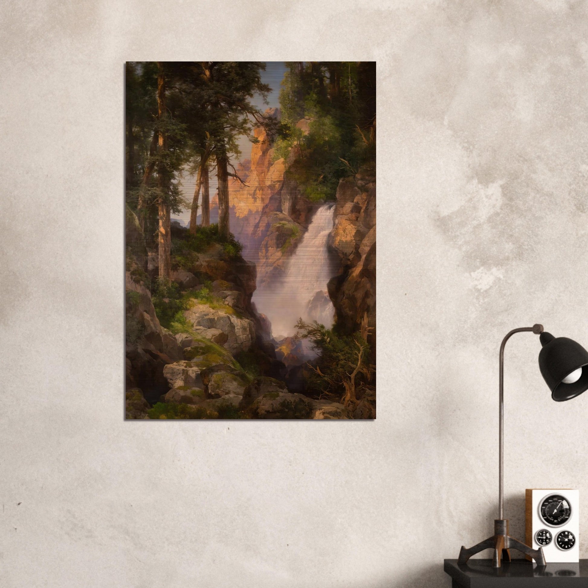 Falls at Toltec Gorge - Thomas Moran Brushed Aluminum Print - 70x100 cm / 28x40 inches | Thomas Moran Aluminum Print | Thomas Moran Prints