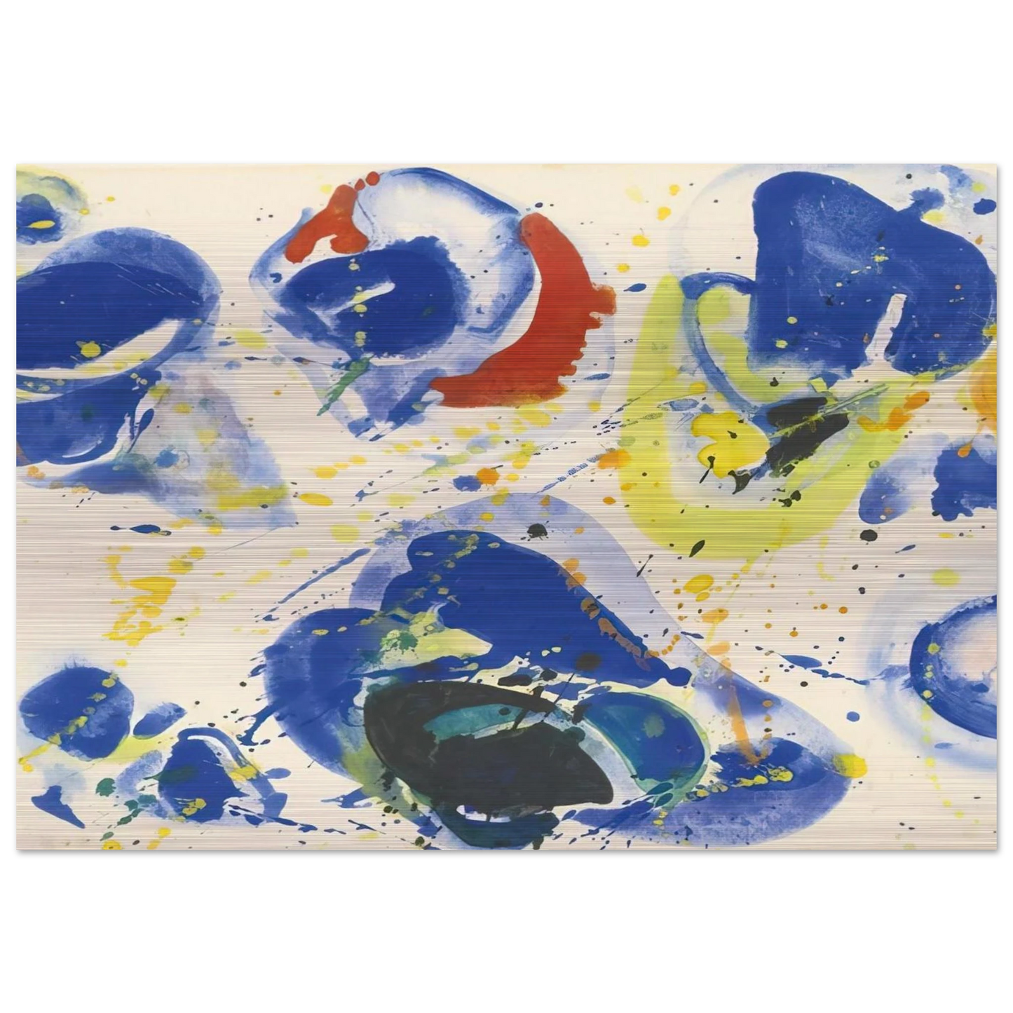 Blue With Red, Yellow and Orange - Sam Francis Brushed Aluminum Print - 70x100 cm / 28x40 inches | Sam Francis Aluminum Print | Sam Francis Prints