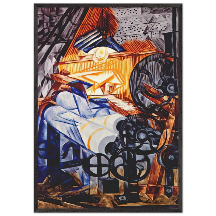 The weaver loomwoman - 1913 - Natalia Goncharova 70x100 cm / 28x40 inches Framed Art Print – Black Wooden Frame