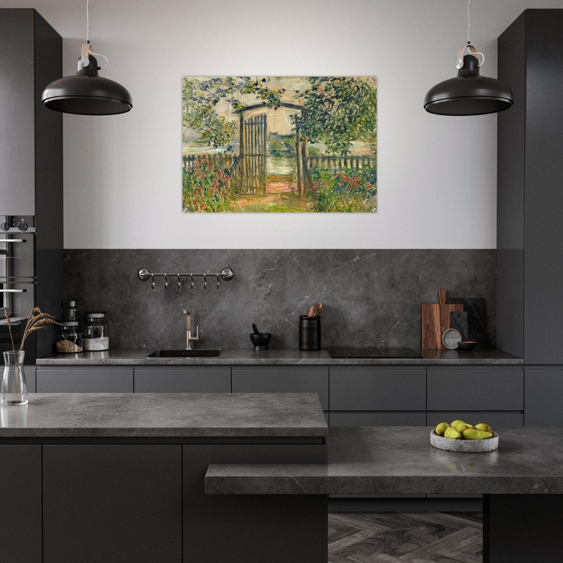 The Garden Gate at Vetheuil - claude monet Acrylic Print - 70x100 cm / 28x40″ inches