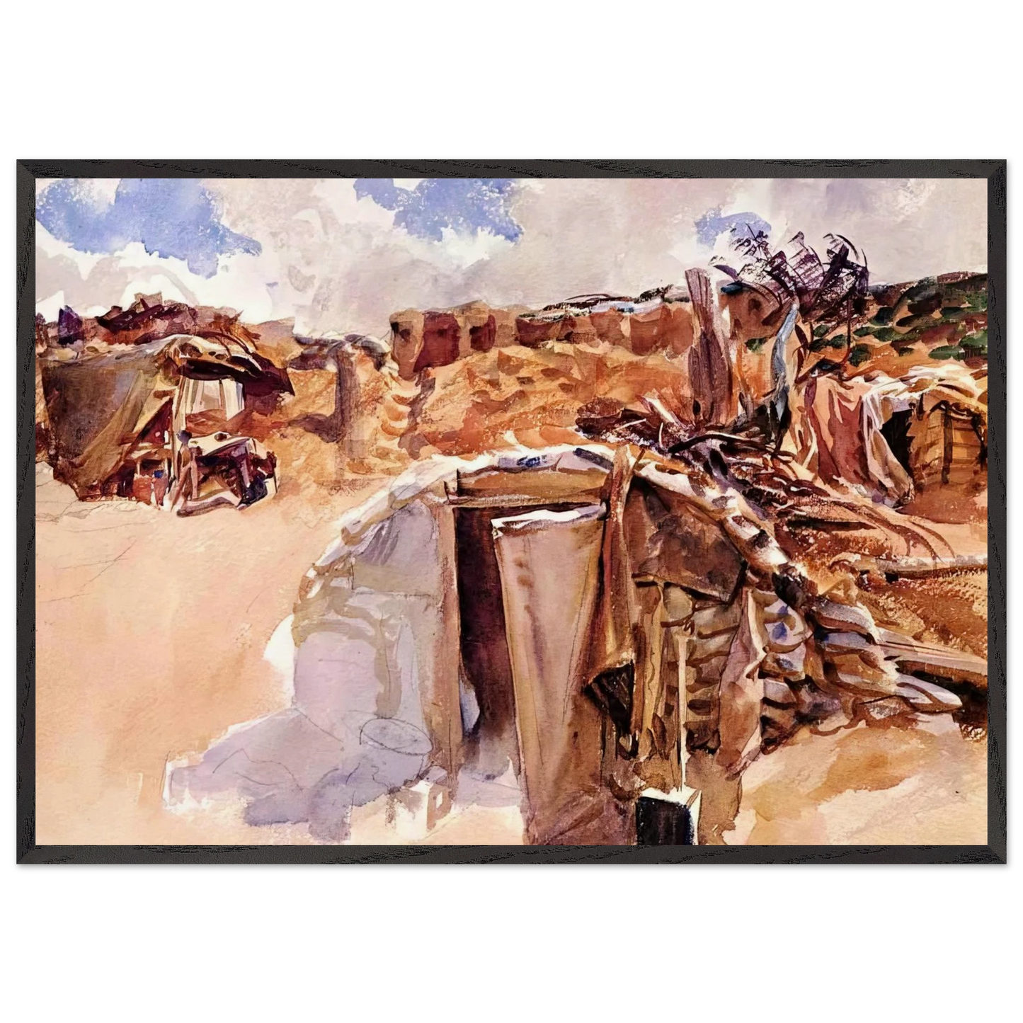 Dugout - John Singer Sargent Framed Art Print – Black Wooden Frame - Default Title - -Framed Art Print