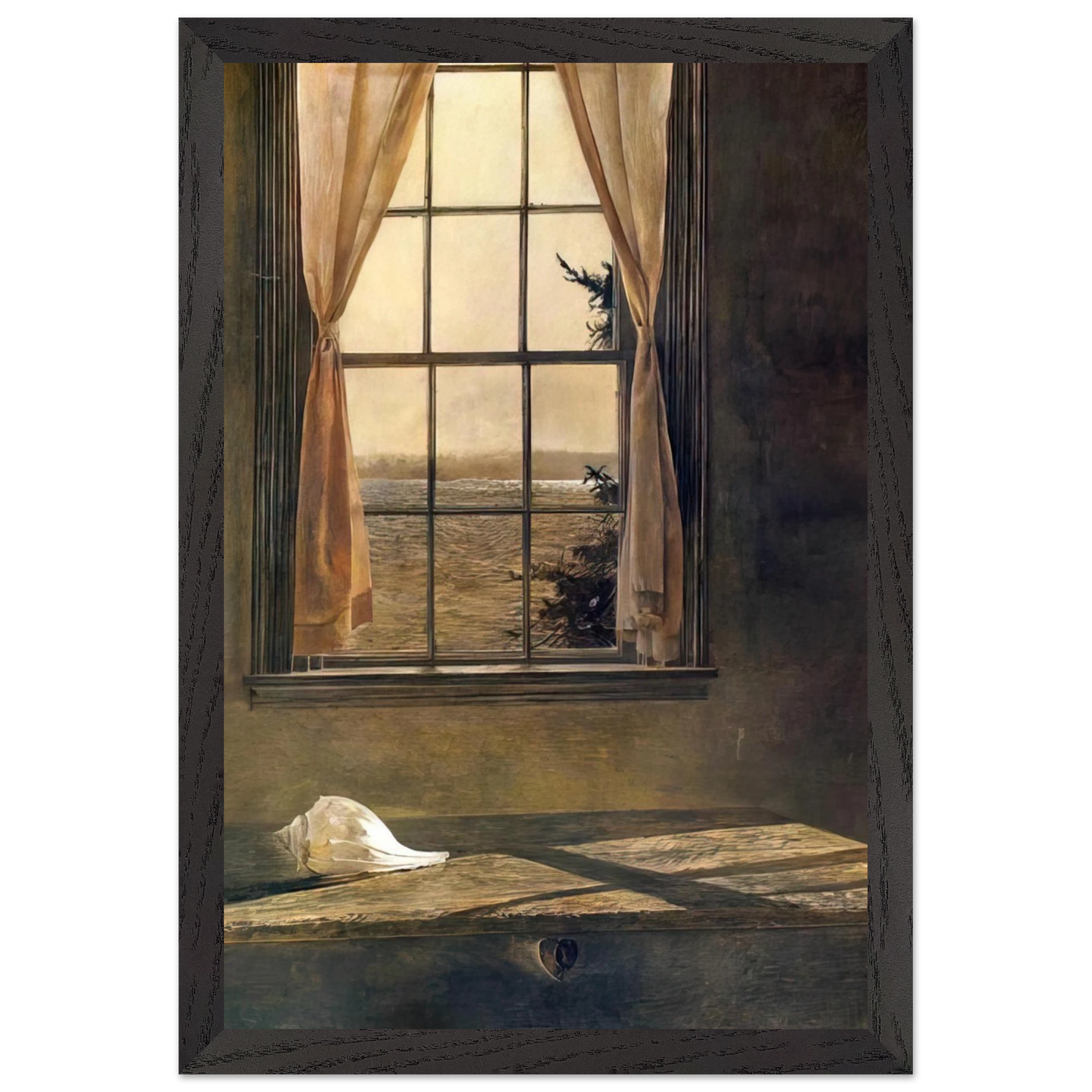 Andrew Wyeth - HER ROOM Wall Art - 21x29.7 cm / 8x12" - Premium Wooden Framed Poster With Fine Art Paper - Black frame