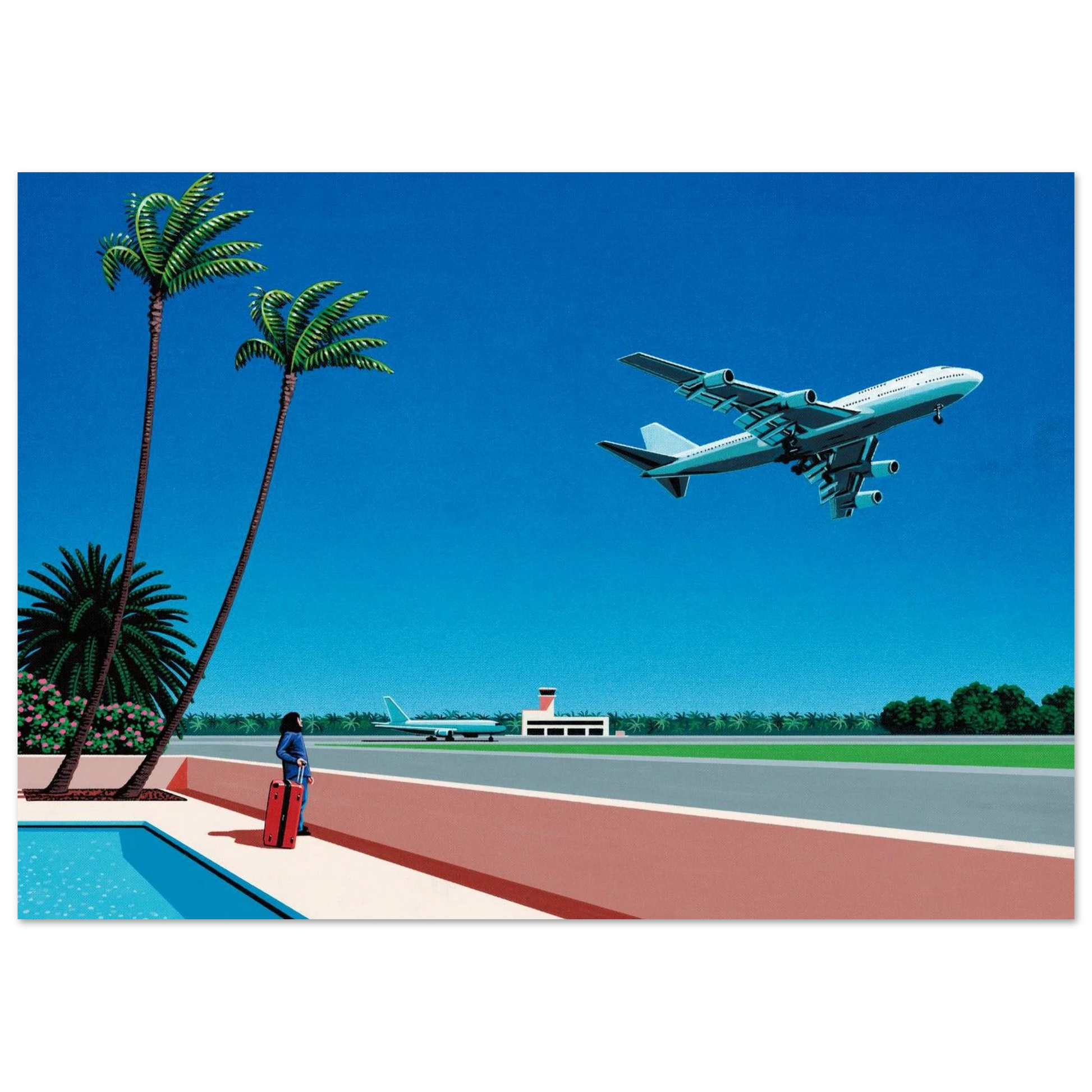 Hiroshi Nagai - Finest B-R-E-E-Z-E Takeoff Wall Art - 21x29.7 cm / 8x12" - Premium Wooden Framed Poster With Fine Art Paper - White frame