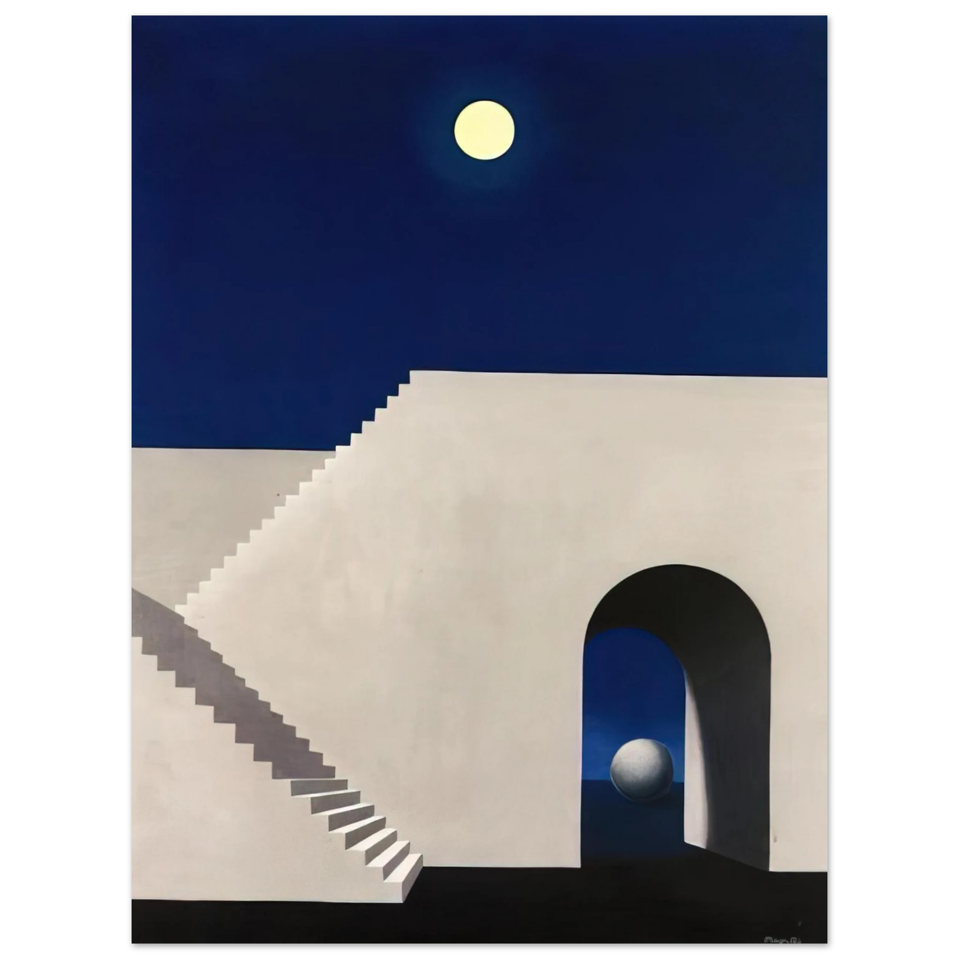 Rene Magritte - ARCHITECTURE AU CLAIR DE LUNE 1956 Fine Art Poster - Default Title