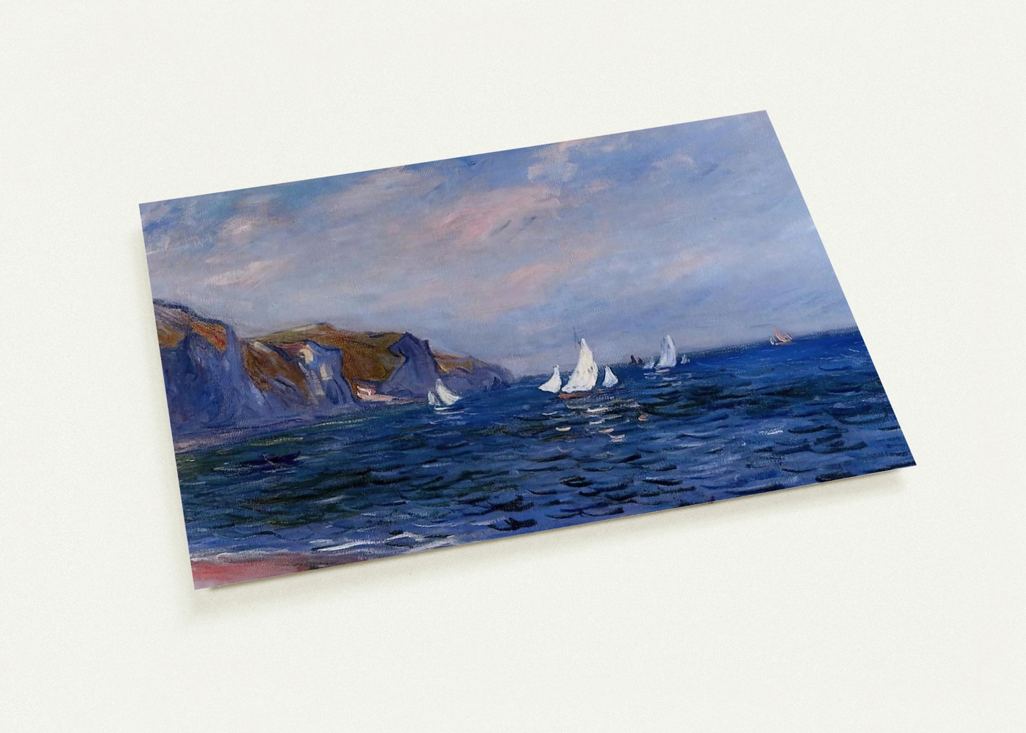 Cliffs and Sailboats at Pourville By claude monet Pack of 10 Post Cards | claude monet Post Cards | A6 (10.5 x 14.8 cm) - 4.1 x 5.8 inches