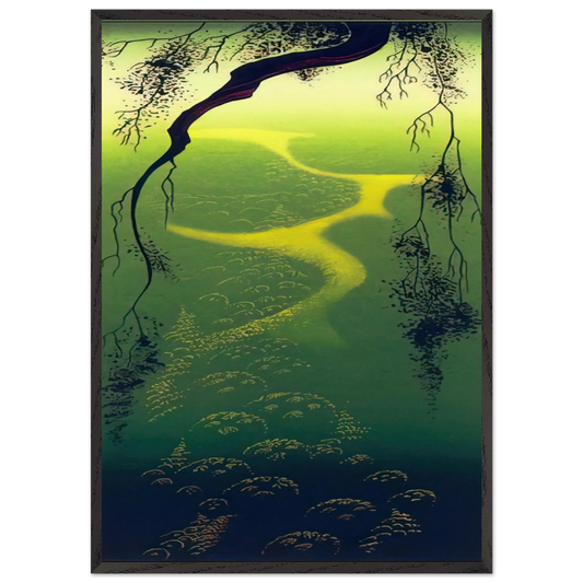 Green Mist - Eyvind Earle Framed Art Print – Black Wooden Frame - Default Title - -Framed Art Print