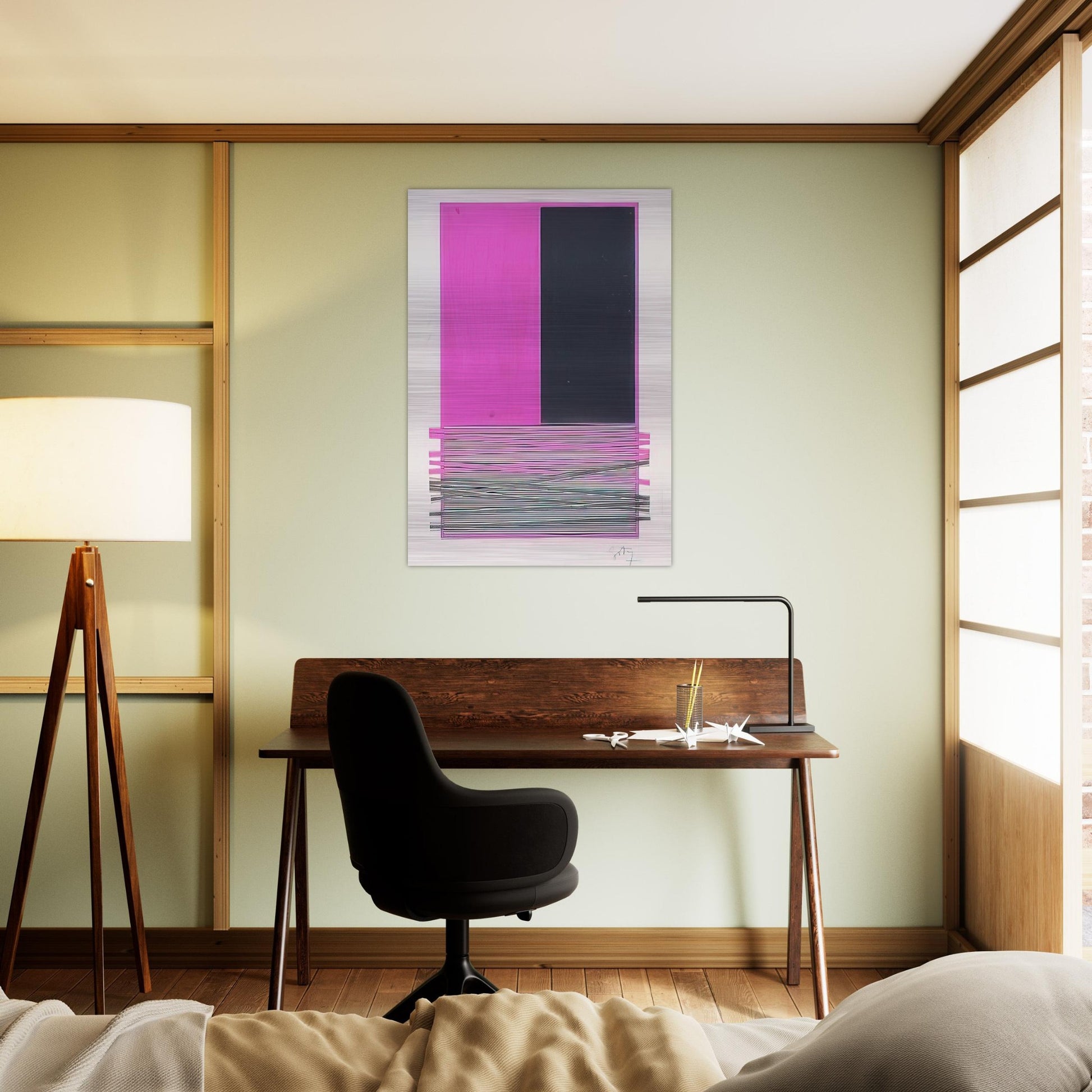 ABSTRACT COMPOSITION WITH SILVER AND MAGENTA 1970 - Jesus Rafael Soto Brushed Aluminum Print - 70x100 cm / 28x40 inches | Jesus Rafael Soto Aluminum Print | Jesus Rafael Soto Prints