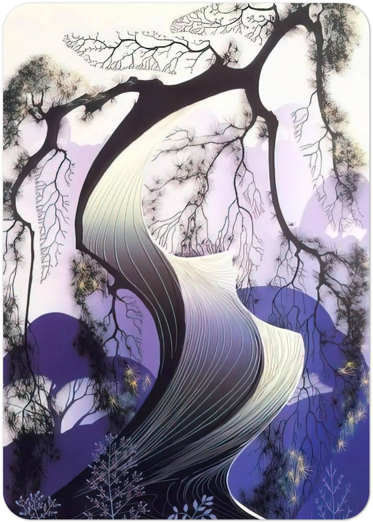 Bonsai By Eyvind Earle Pack of 10 Post Cards | Eyvind Earle Post Cards | A6 (10.5 x 14.8 cm) - 4.1 x 5.8 inches