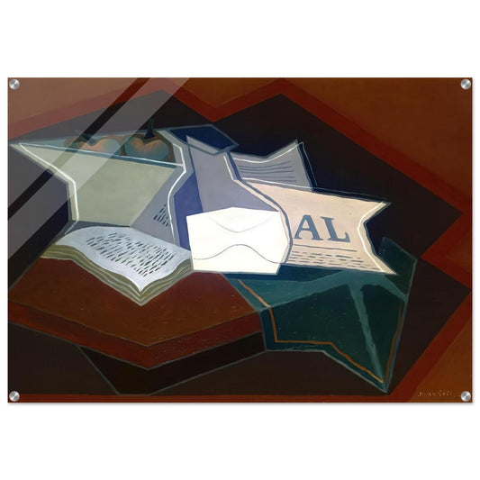 COMPOTIER CARAFE AND OPEN BOOK - Juan Gris Acrylic Print - 70x100 cm / 28x40″ inches