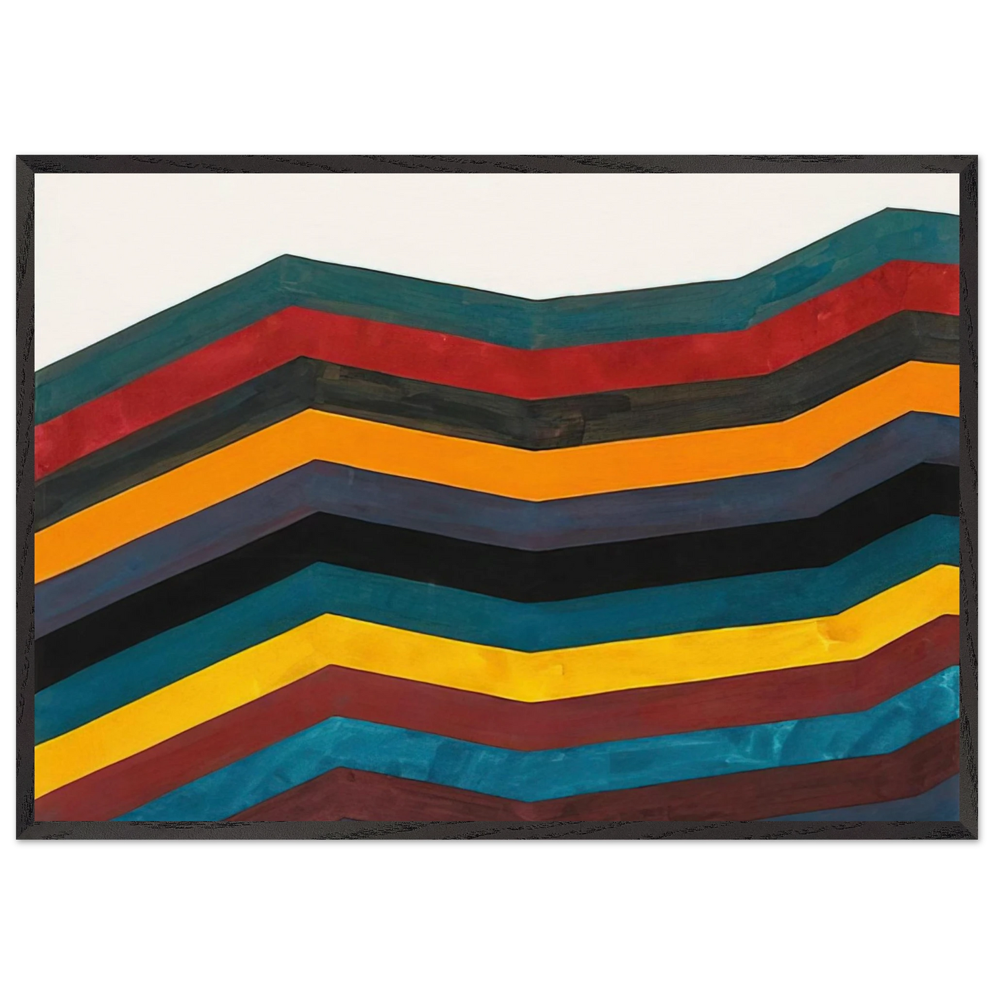 Irregular Horizontal Bands of Equal Width Starting at Bottom - Sol LeWitt Framed Art Print – Black Wooden Frame - Default Title - -Framed Art Print