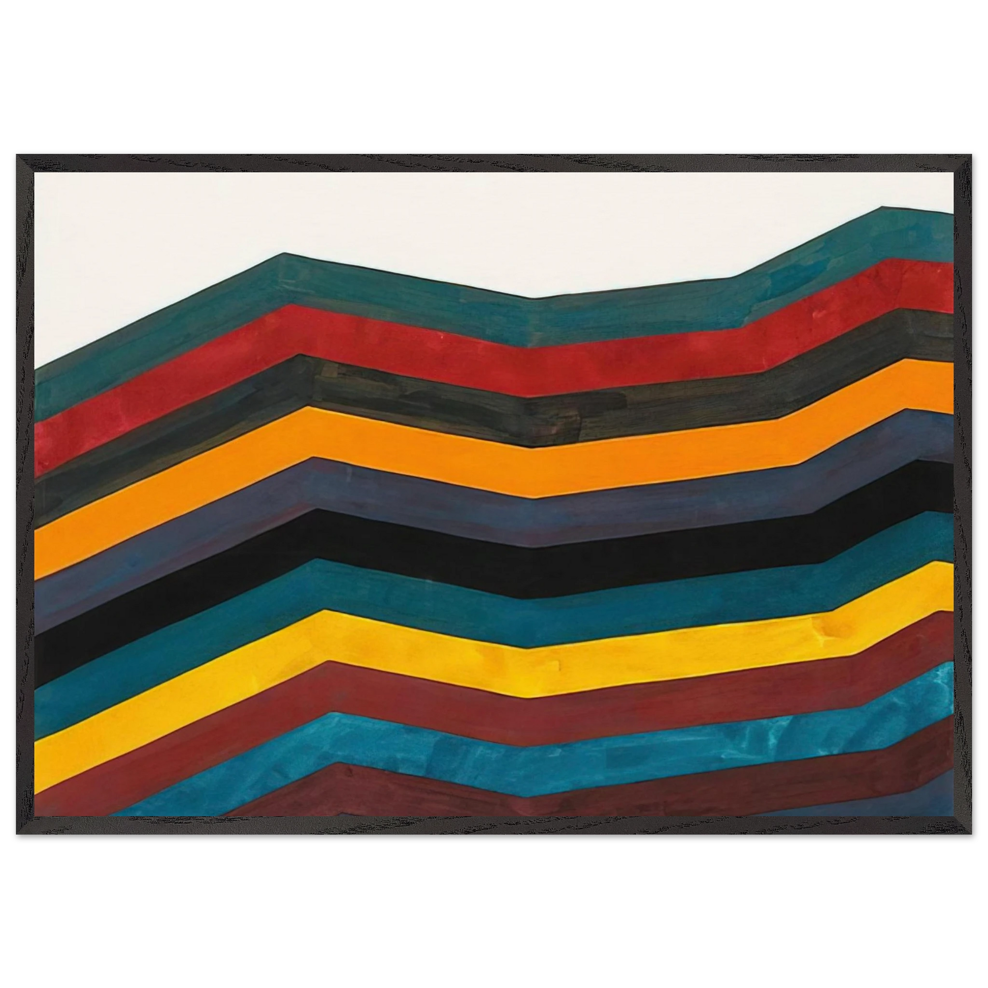 Irregular Horizontal Bands of Equal Width Starting at Bottom - Sol LeWitt Framed Art Print – Black Wooden Frame - Default Title - -Framed Art Print