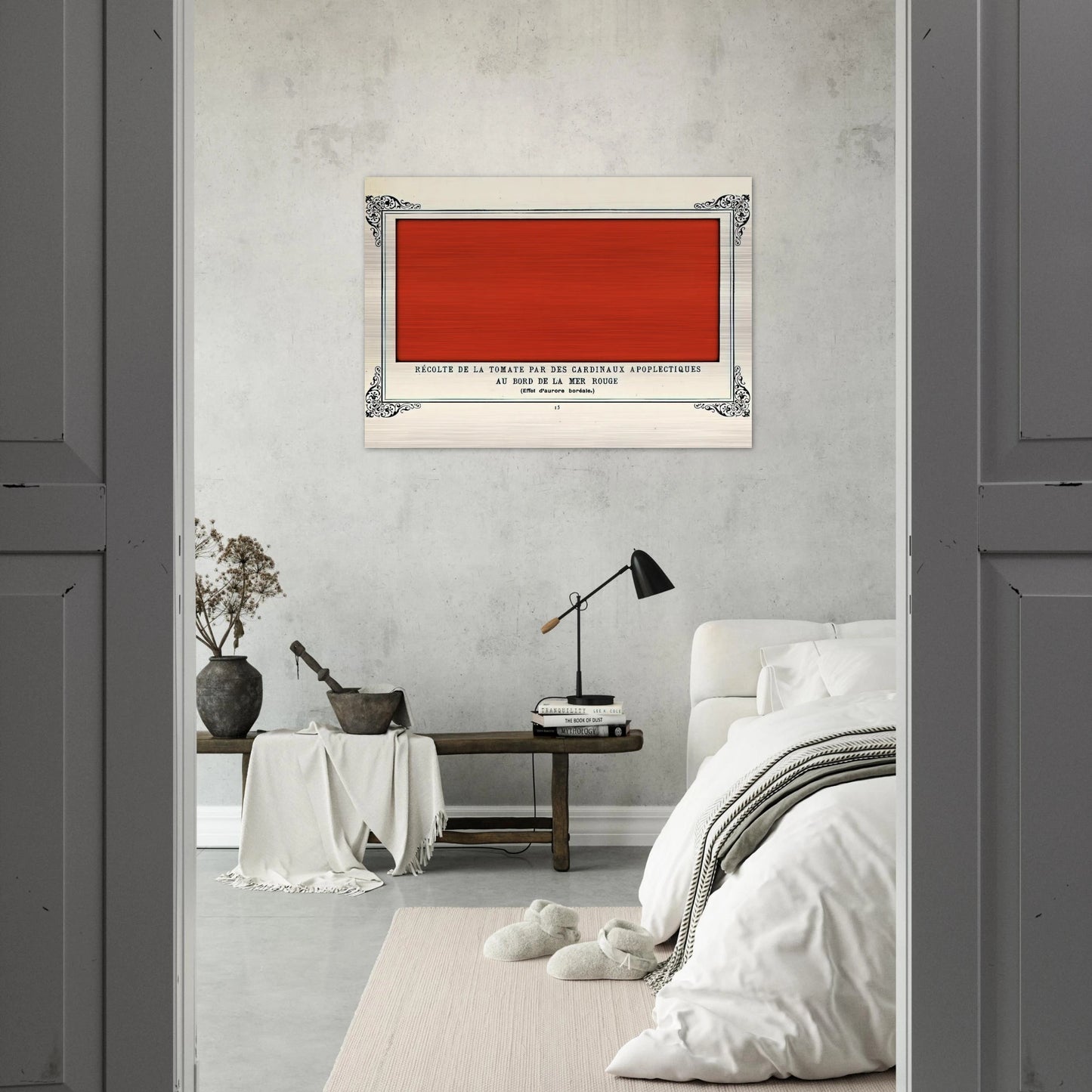 Apoplectic Cardinals Harvesting Tomatoes on the Shore of the Red Sea Study of the Aurora Borealis - Alphonse Allais Brushed Aluminum Print - 70x100 cm / 28x40 inches | Alphonse Allais Aluminum Print | Alphonse Allais Prints