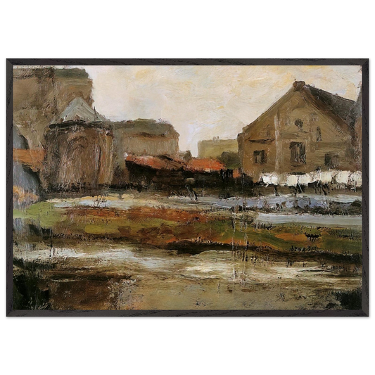 Schinkelbuurtje Sun - Piet Mondrian 70x100 cm / 28x40 inches Framed Art Print – Black Wooden Frame