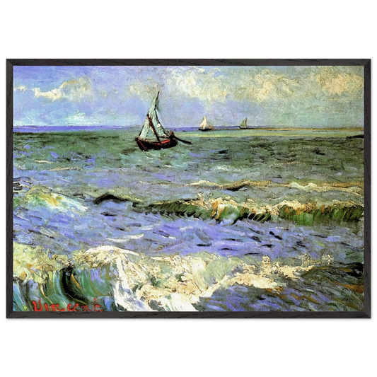 Seascape at Saintes-Maries - Vincent van Gogh 70x100 cm / 28x40 inches Framed Art Print – Black Wooden Frame