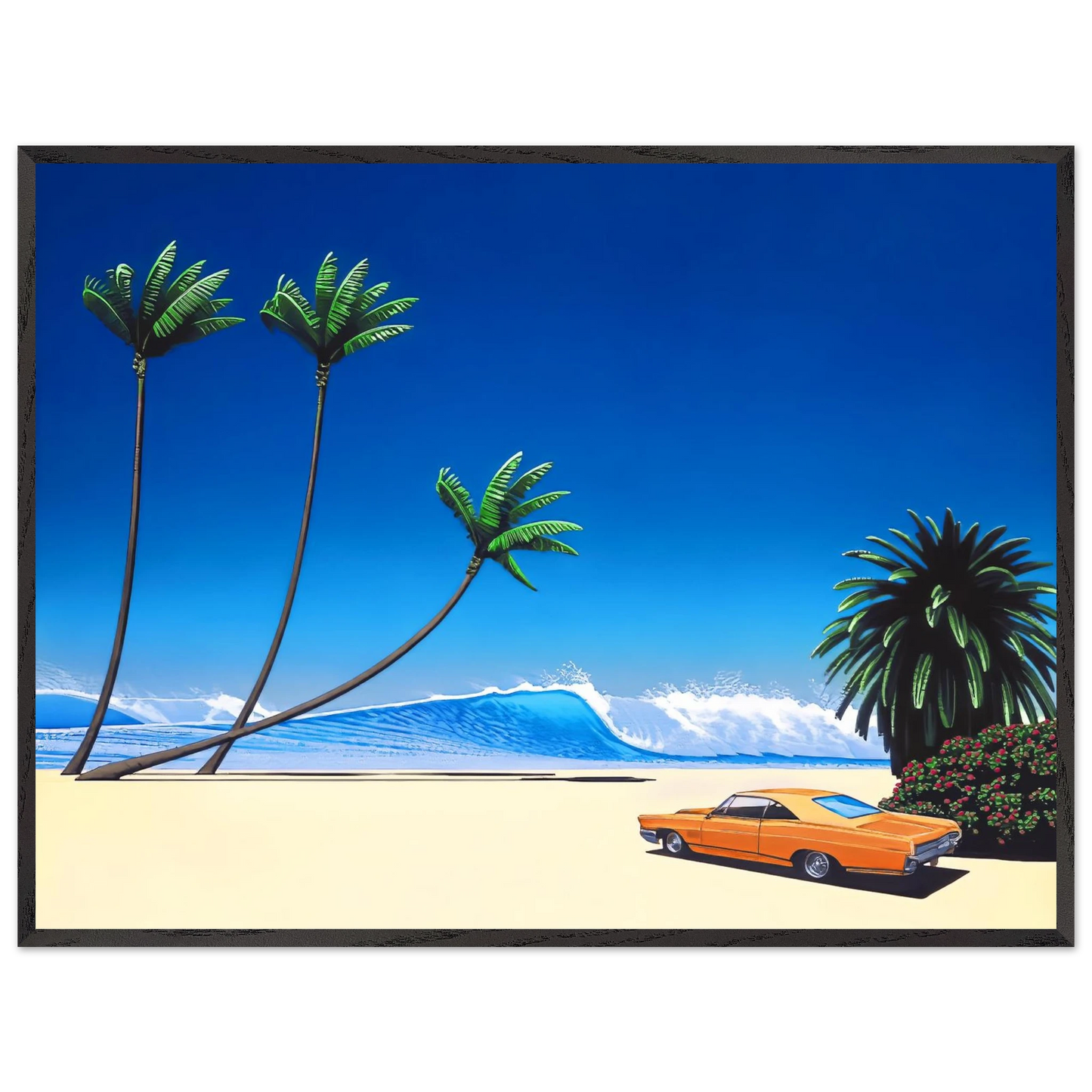 Hiroshi Nagai - Impender Beach Wall Art - 30x40 cm / 12x16 inches - Premium Wooden Framed Poster With Fine Art Paper - White frame