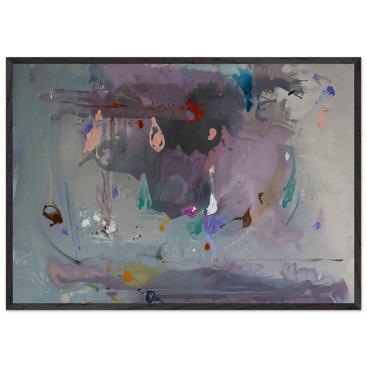 Grey Fireworks - 2000 - Helen Frankenthaler 70x100 cm / 28x40 inches Framed Art Print – Black Wooden Frame