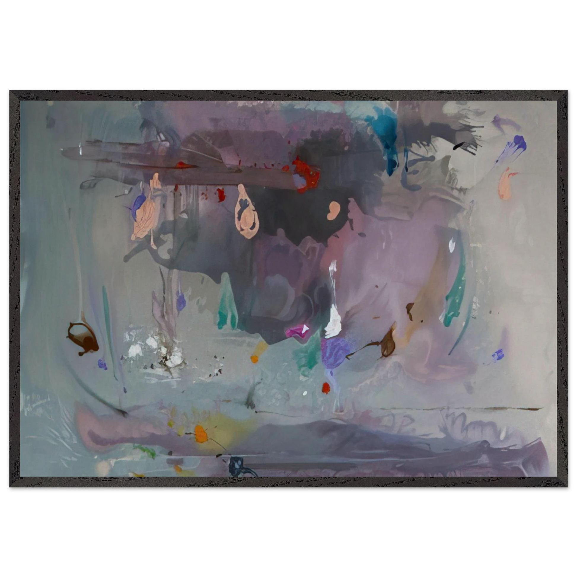 Grey Fireworks - 2000 - Helen Frankenthaler 70x100 cm / 28x40 inches Framed Art Print – Black Wooden Frame