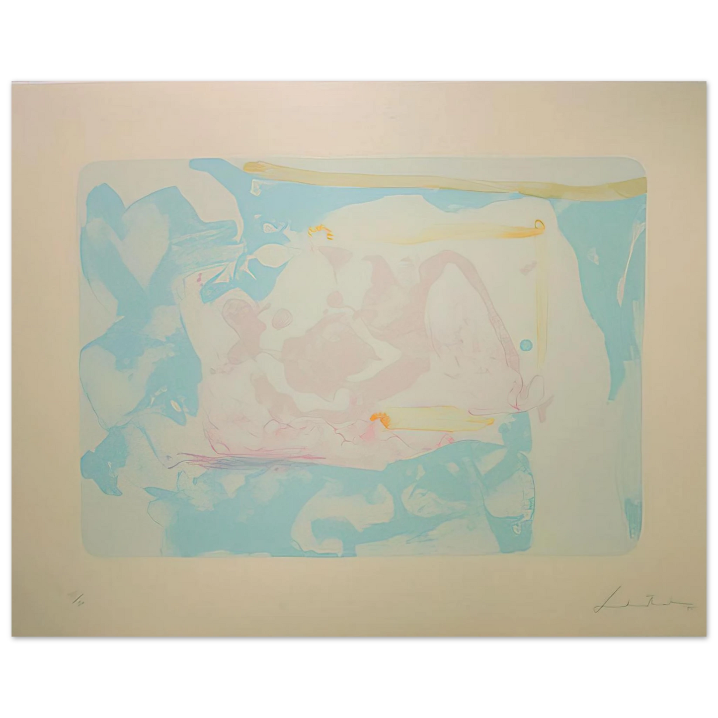 Helen Frankenthaler - Reflections III - 1995 Wall art - 15x20 cm / 6x8 inches - Premium Wooden Framed Poster With Fine Art Paper - Black frame